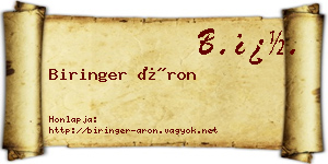 Biringer Áron névjegykártya