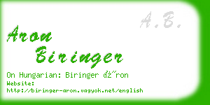 aron biringer business card